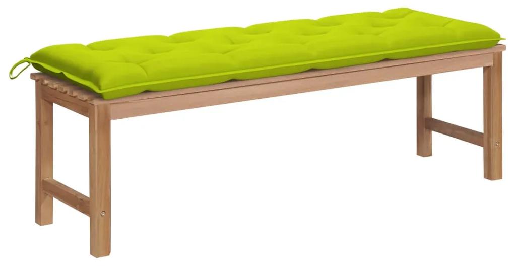 Banca de gradina, cu perna verde aprins, 150 cm, lemn masiv tec verde aprins, 150 cm, 1