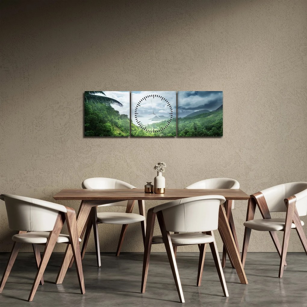 Tablou -Jungla din Seychelles (cu ceas) (90x30 cm)