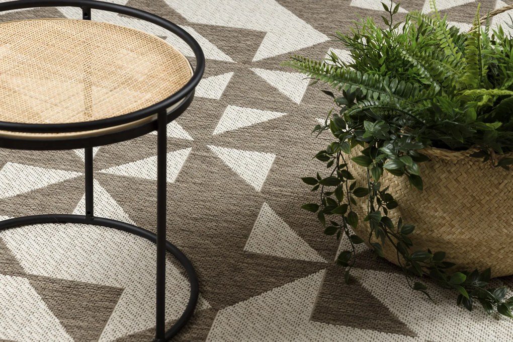 Covor sisal Floorlux 20489 şampanie si taupe Triunghiuri