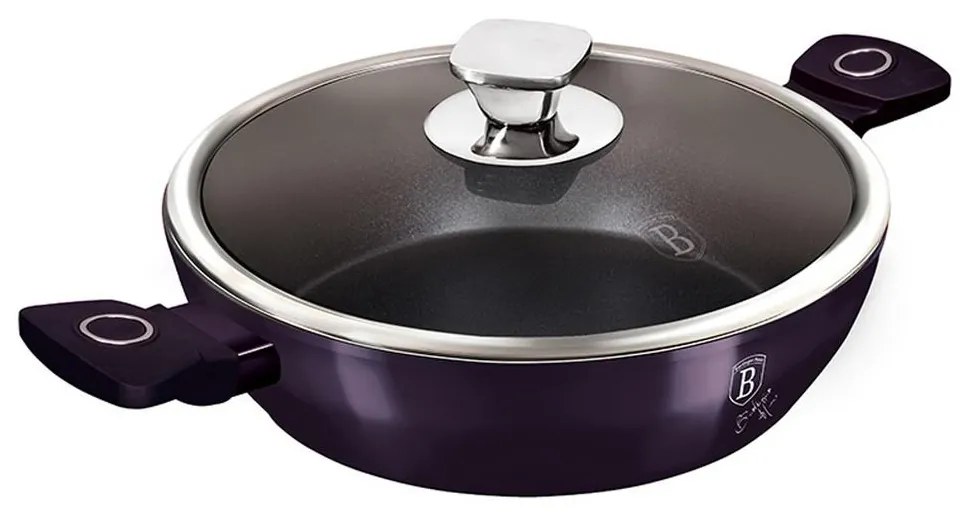 Oală joasă cu suprafață din titan + capac 28 cm mov BerlingerHaus