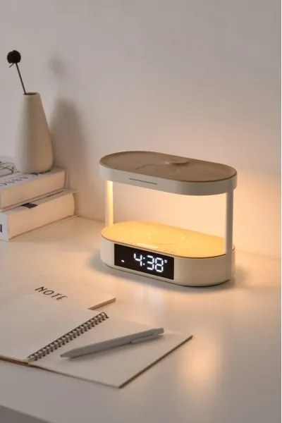 Immax NEO 09111L - Lampă de birou LED cu dimmer, ceas deșteptător și stație de încărcare TRIPLE DOCK LED/1,5W/5V