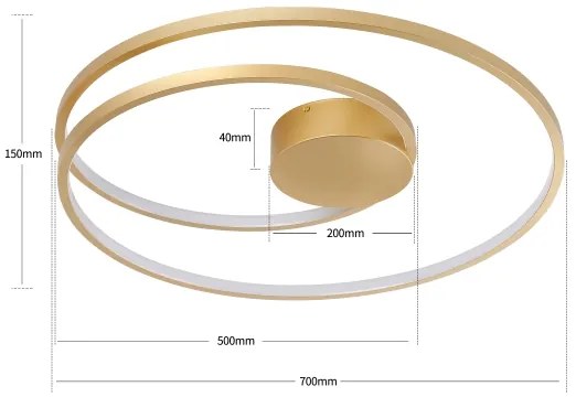 Brilagi - Plafonieră LED reglabilă TWISTER LED/75W/230V Ø 70 cm, auriu + telecomandă