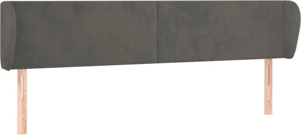 vidaXL Tăblie de pat cu aripioare gri închis 163x23x78/88 cm catifea