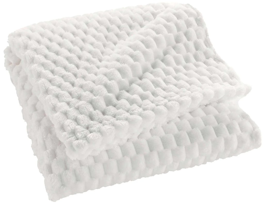 Pătură din flanel 125 x 150 cm FROSTY, albă