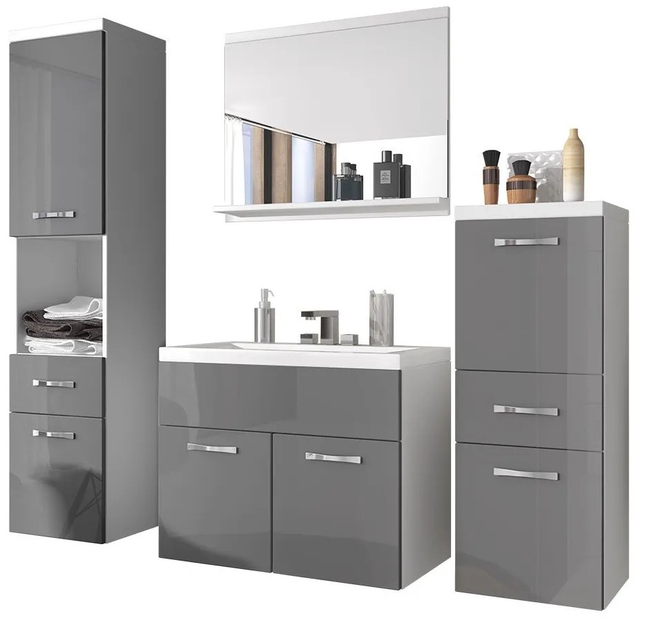 Mobilier baie Lunara (kastanien breslau + kastanien breslau + grafit Negru) (cu sifon, fără baterie). Promo -17%. 1053691
