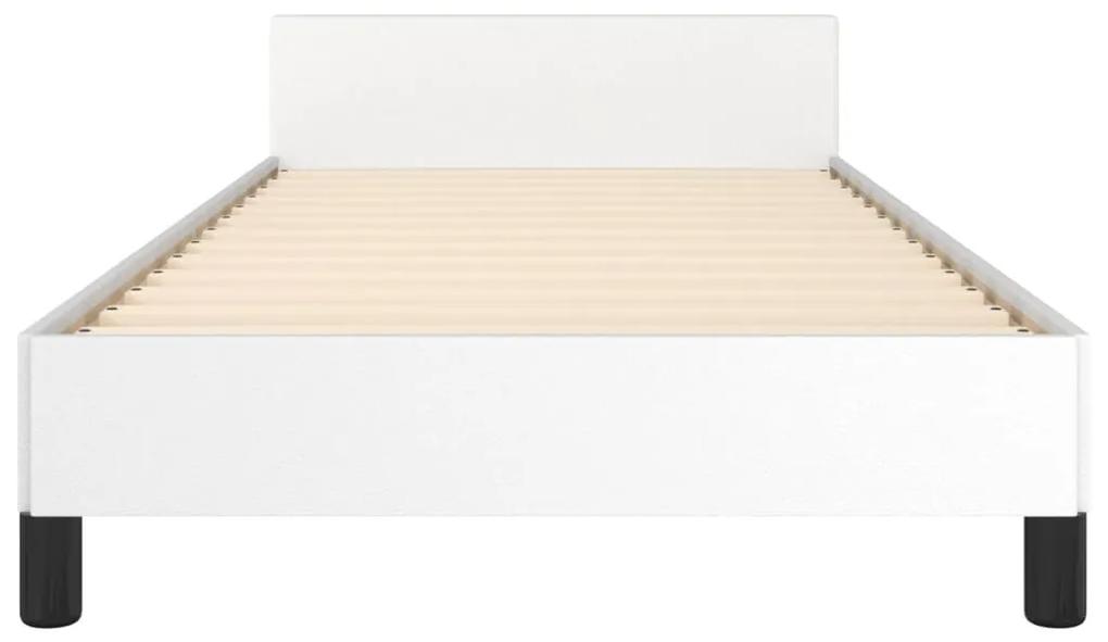 Cadru de pat cu tablie, alb, 80x200 cm, piele ecologica Alb, 80 x 200 cm, Design simplu