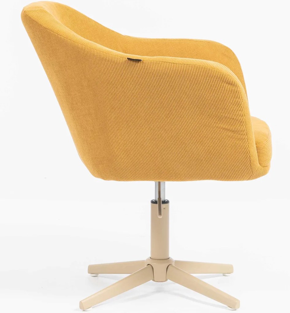 HR832CROSS Scaun Catifea Reiată Premium culoare Curry Galben cu Bază Crem