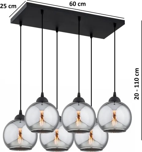 Brilagi - Lustră pe cablu DIOR 6xE27/60W/230V negru/gri fumuriu