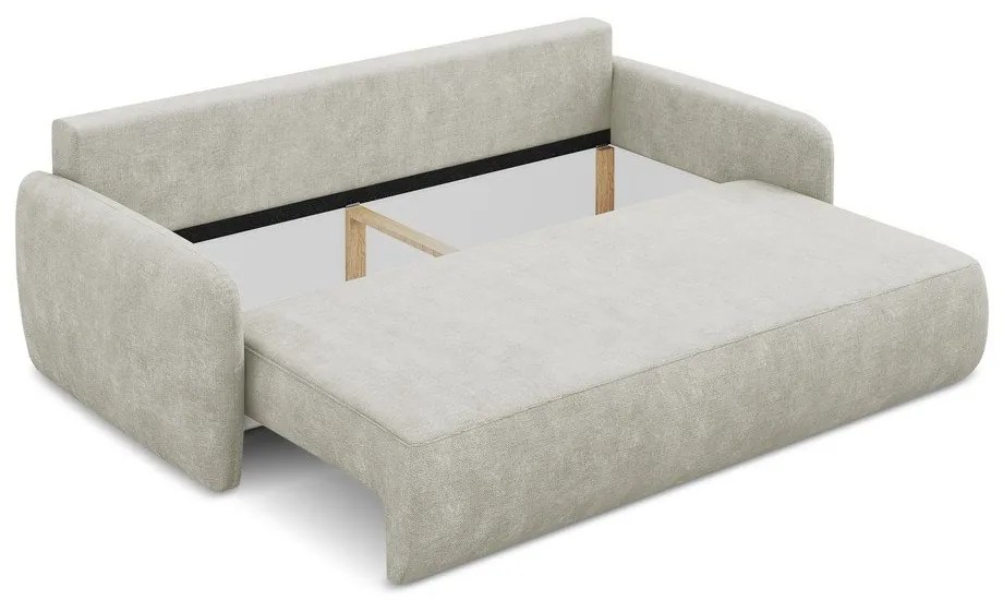 Canapea crem extensibilă/cu spațiu de depozitare cu tapițerie din chenille 218 cm Lilo – Makamii