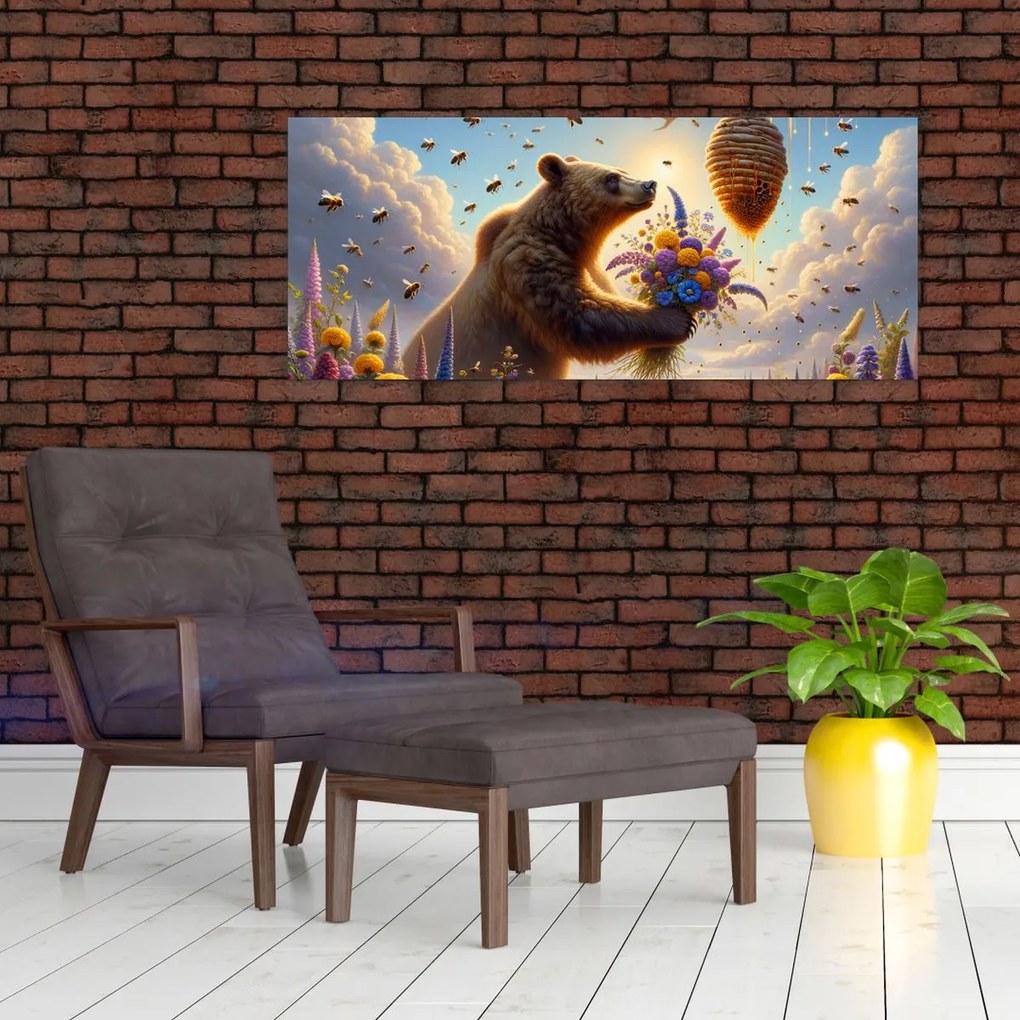Tablou - Ursul și albinele (120x50 cm)