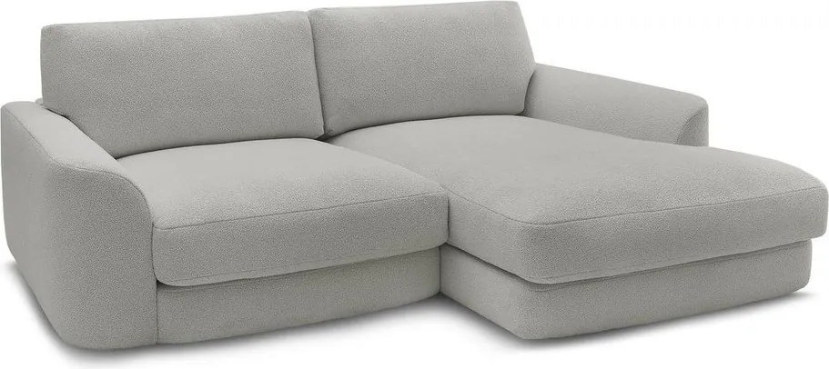 Colțar gri deschis cu tapițerie din țesătură bouclé (cu colț pe partea dreaptă/cu șezlong) Leonore – Bobochic Paris