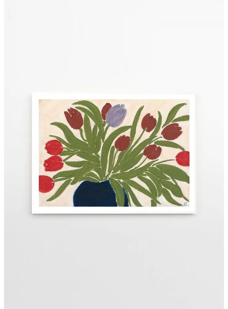 Poster 70x50 cm Tulips in a Blue Vase – Anine Cecilie Iversen – The Poster Club