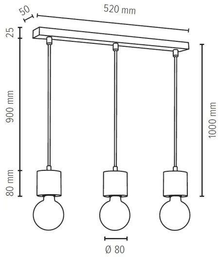 Lustră pe cablu Spot-Light 71689304 PINO 3xE27/60W/230V