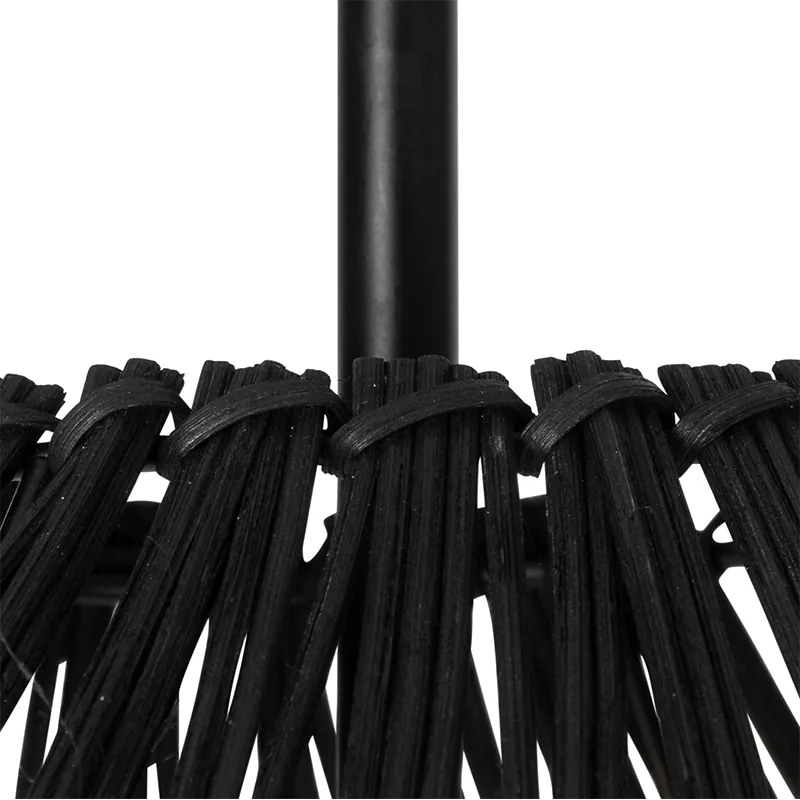 Lampă de podea rustică neagră cu ratan - Sam