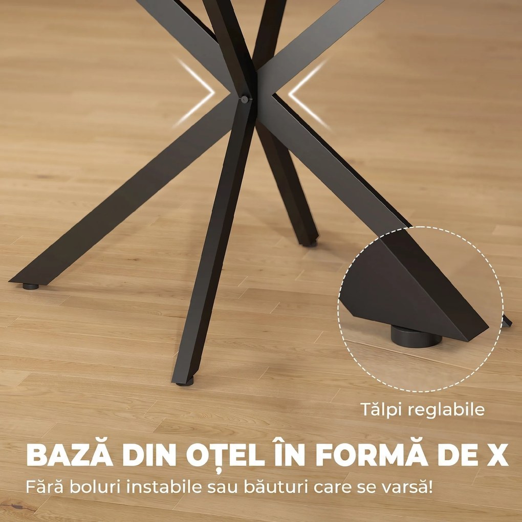 HOMCOM Masă de Sufragerie Extensibilă pentru 4-6 Persoane cu Picior în Formă de X, Gri Ciment | Aosom Romania
