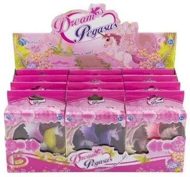 Unicorn/cal cu aripi, piepten, plastic 12 cm 3 culori