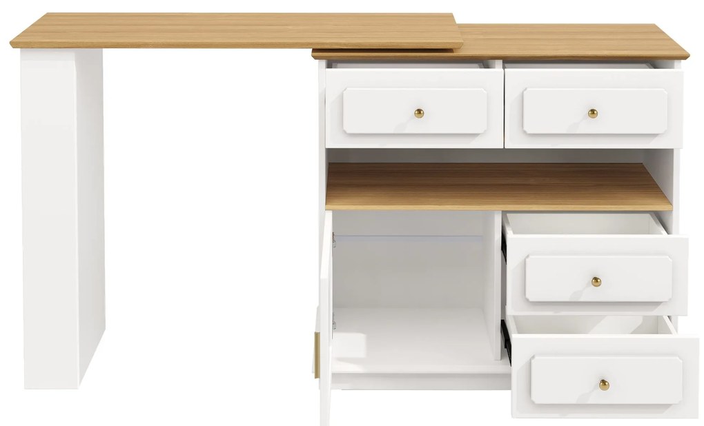 Masă de bar extensibilă cu spațiu de depozitare, Alb | Aosom Romania