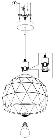Eglo 97854 - Lustră pe cablu ROCCAFORTE 1xE27/60W/230V
