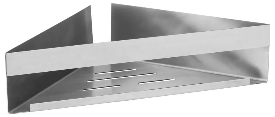 Raft pentru baie argintiu mat de colț autoadeziv din oțel inoxidabil Genova – Wenko