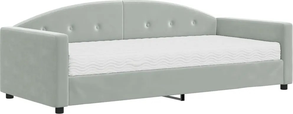 vidaXL Pat de zi cu saltea, gri deschis, 90x190 cm, catifea