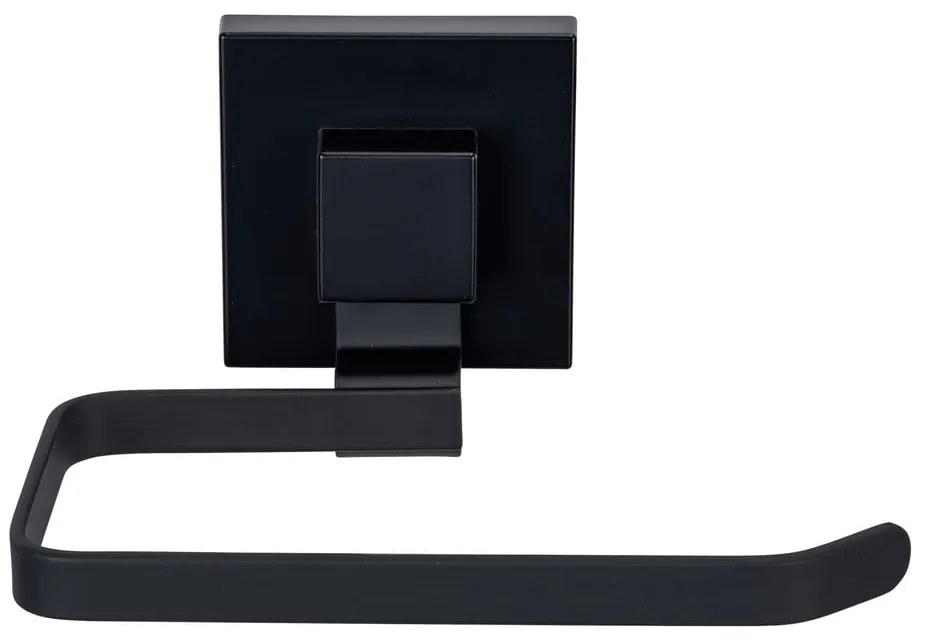 Suport pentru hârtie igienică negru autoadeziv din oțel inoxidabil Quadro – Wenko