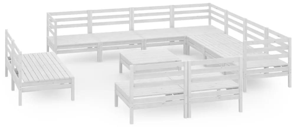 3083160 vidaXL Set mobilier de grădină, 12 piese, alb, lemn masiv de pin