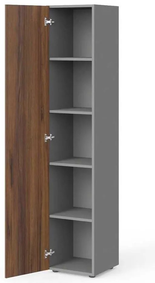 Dulap înalt Manager 39,9 x 42,2 x 196,5 cm, stânga, nuca warmia / gri