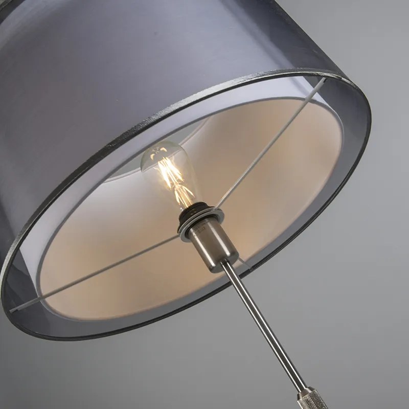 Lampă de podea din oțel cu abajur negru și alb 47 cm reglabil - Parte