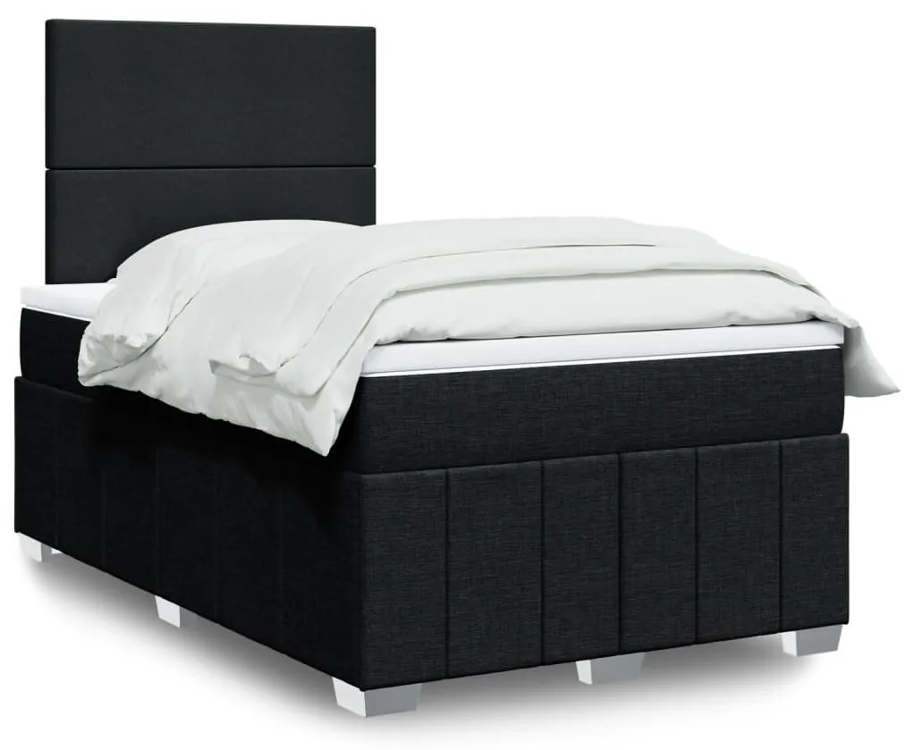 vidaXL Pat box spring cu saltea, negru, 120x190 cm, catifea