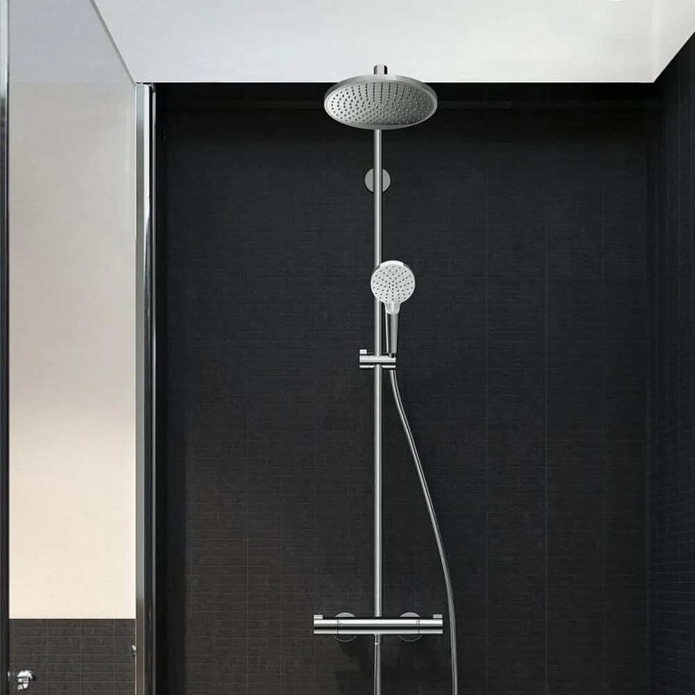 Coloana de dus cu baterie termostata, culoare crom, Hansgrohe Crometta S240