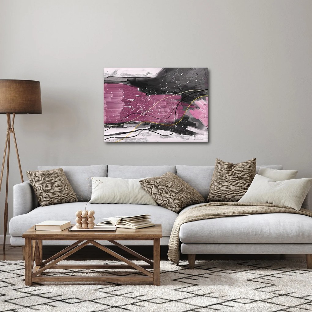 Tablou - Abstracție roz-roșu (70x50 cm)