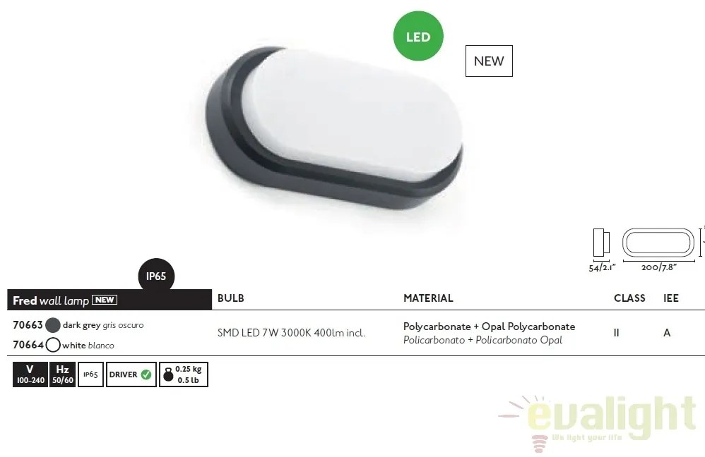 Aplica de perete LED terasa exterior FRED gri 70663