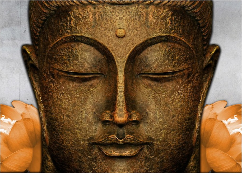 Tablou pe sticlă cu statuie cu detaliu a feței (70x50 cm)