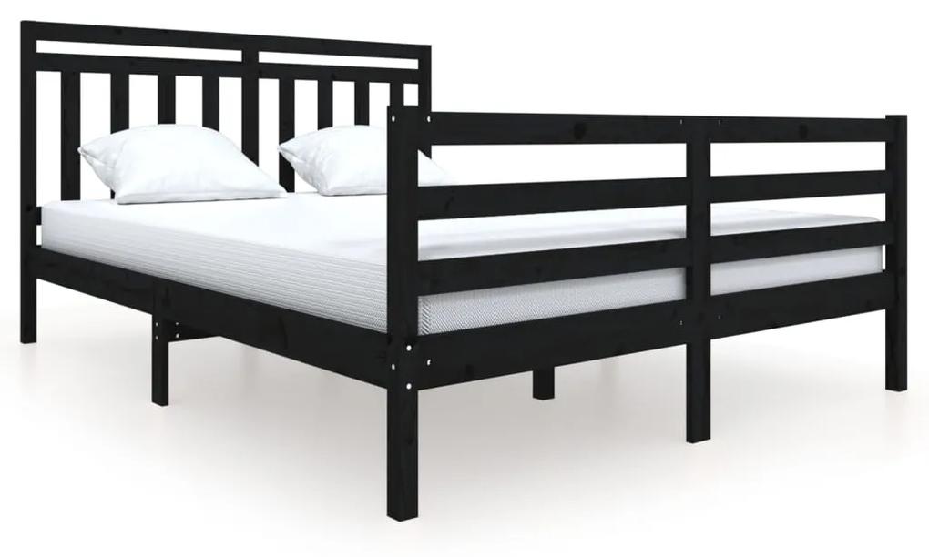3100668 vidaXL Cadru de pat, negru, 160x200 cm, lemn masiv