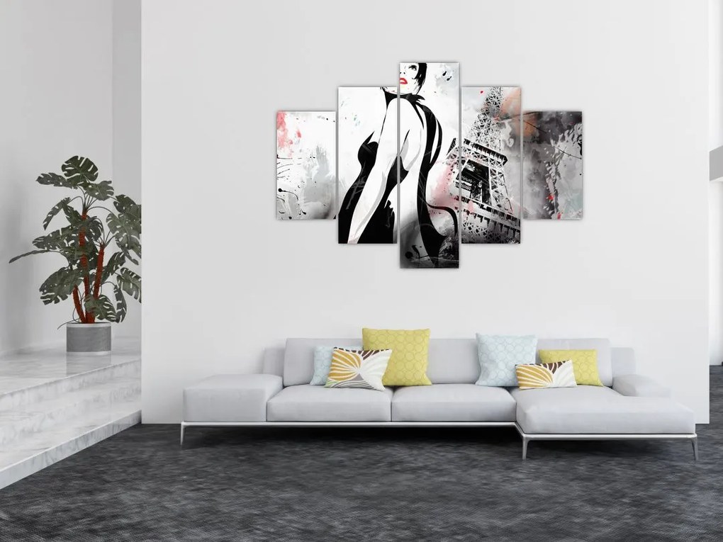 Tablou - Doamna și Turnul Eiffel (150x105 cm)