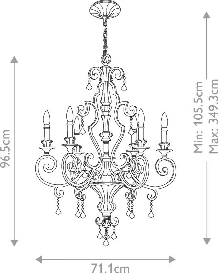 Quoizel QZ-MARQUETTE6-A - Candelabru suspendat pe lanț MARQUETTE 6xE14/60W/230V bronz