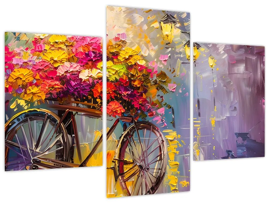 Tablou - Roată cu flori (90x60 cm)