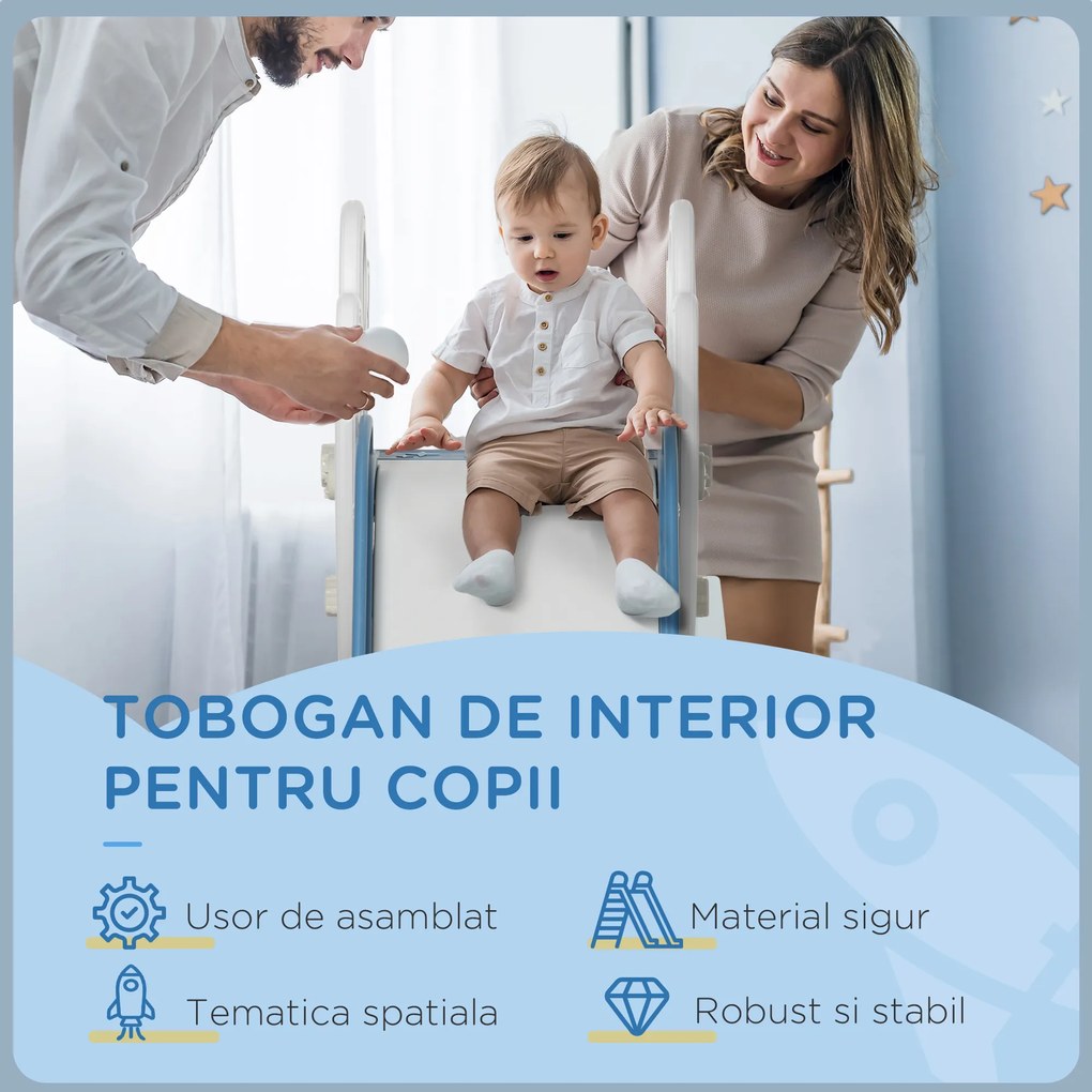 AYIAPLAY tobogan copii 1-3 ani pentru copii, din PE si PP, cu tema spatiala si trepte antiderapante, 157x46.5x80 cm | Aosom Romania