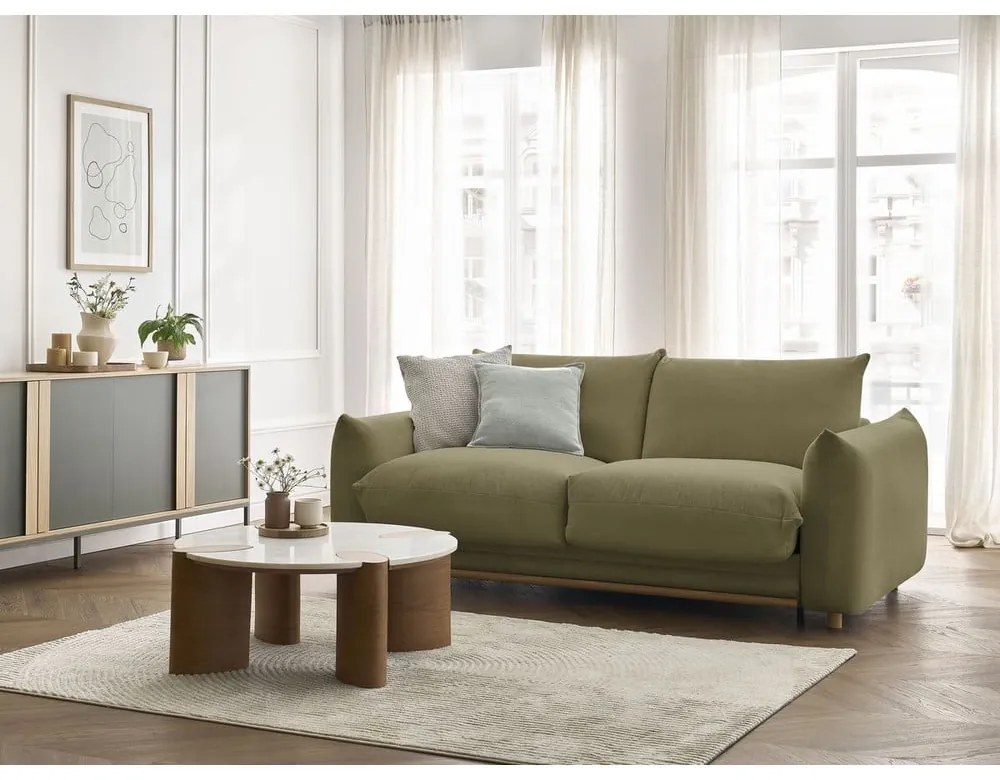 Canapea verde extensibilă 214 cm Ernest – Bobochic Paris