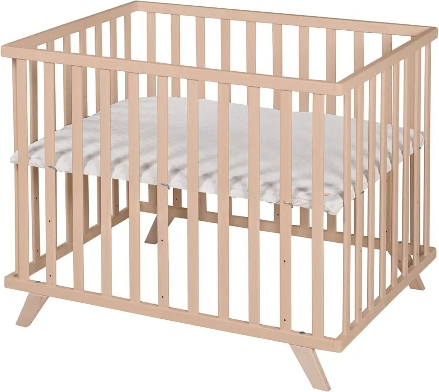 Țarc pentru copii în culoare naturală din lemn de fag cu înălțime reglabilă 75x100 cm Lil Planet – Roba