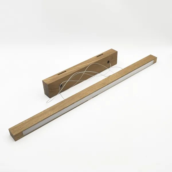 Pendul LED VERDE suspendat pe cablu, 18 W / 230 V, 3000 K, 76 cm, finisaj stejar