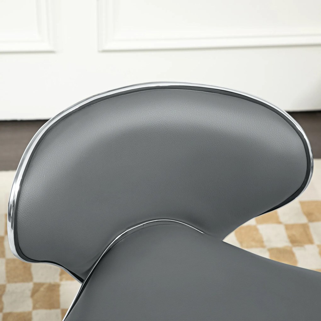 HOMCOM Taburet cu roți, taburet de lucru cu înălțime reglabilă 44-56 cm și spătar, pivotant 360°, gri | Aosom Romania