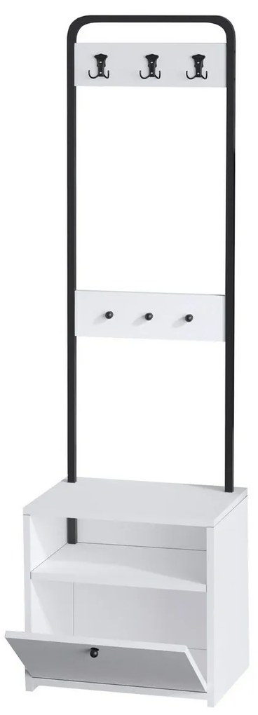 Cuier cu raft pentru pantofi Quinn White and Black