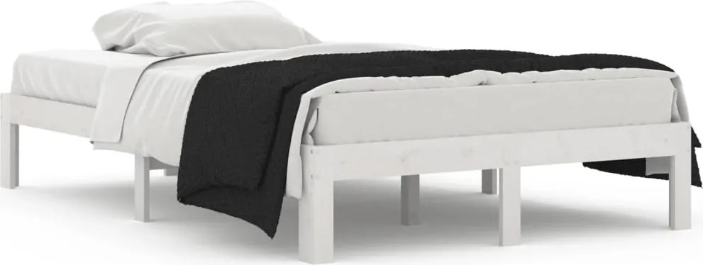 vidaXL Cadru de pat mic dublu, alb, 120x190 cm, lemn masiv