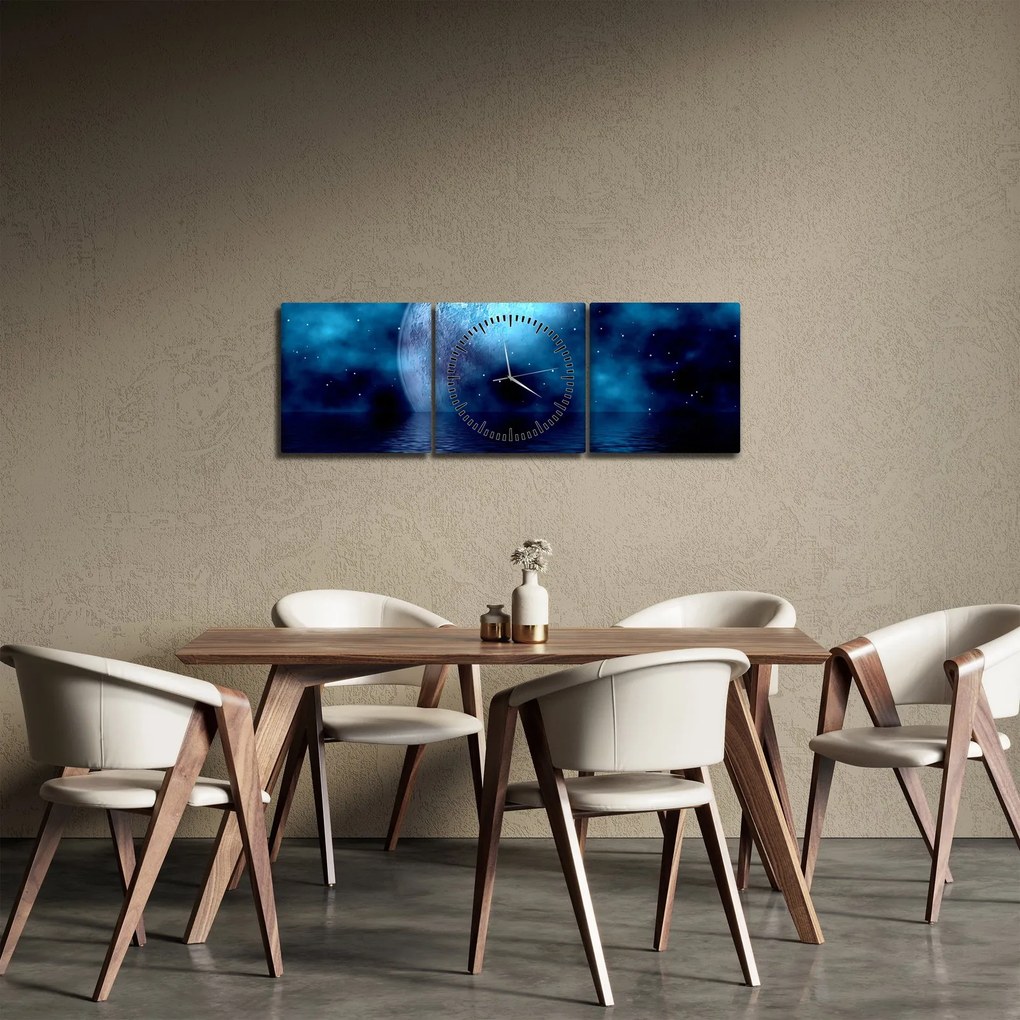 Tablou Luna deasupra mării (cu ceas) (90x30 cm)