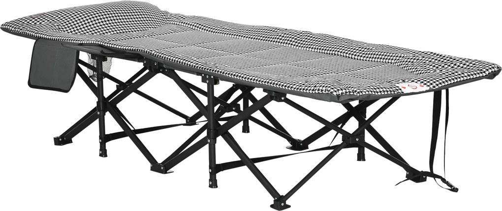 Outsunny Şezlong pliant de plajă cu buzunar lateral, suport pentru pahar și sac de transport, 68 x 190 x 48 cm, negru | Aosom Romania