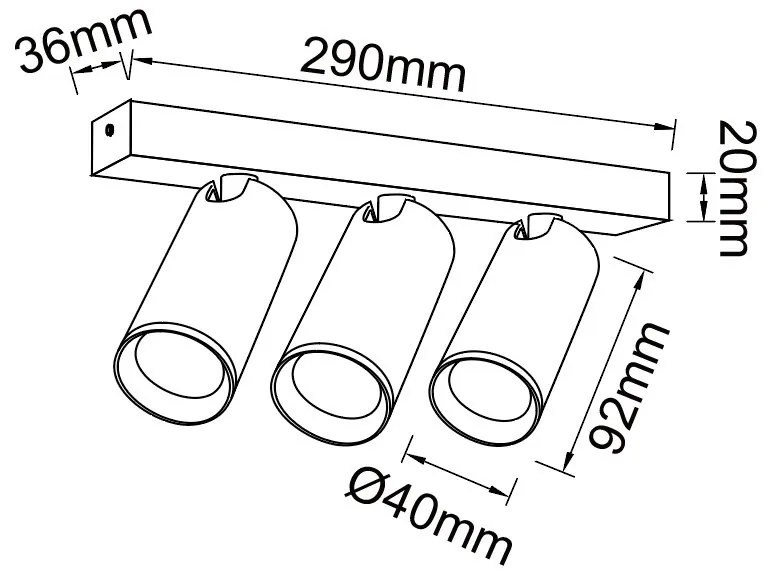 Plafoniera cu 3 spoturi GU10 directionabile NAZARE negru
