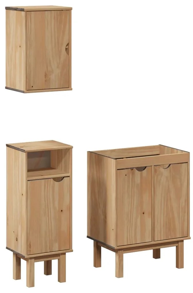 3307682 vidaXL Set mobilier baie „OTTA”, 3 piese, lemn masiv de pin