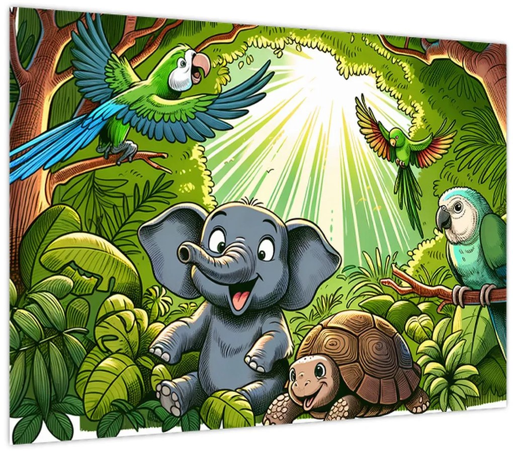 Tablou pe sticlă - Animăluțe vesele (70x50 cm)