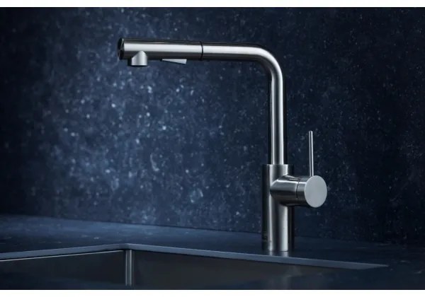 Baterie de chiuvetă cu cap de duș extractibil KFA Armatura 6623-110-22 DUERO BASIC oțel inoxidabil